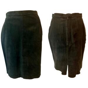 Vintage Esprit Black Suede Pencil Skirt | Size 7 W 26 - 27"